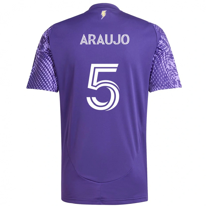 Danxen Bambino Maglia César Araújo #5 Viola Bianco Kit Gara Home 2025/26 Maglietta