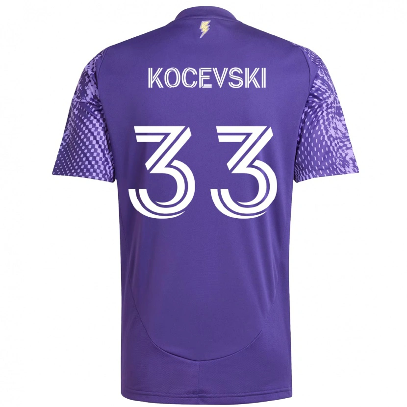 Danxen Bambino Maglia Jeorgio Kocevski #33 Viola Bianco Kit Gara Home 2025/26 Maglietta
