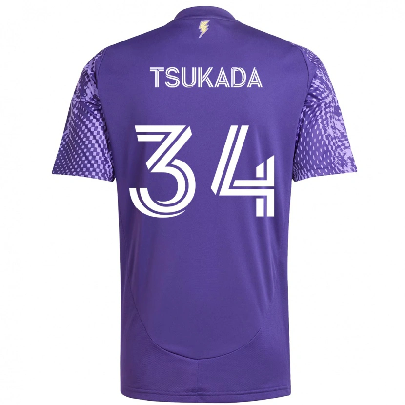 Danxen Bambino Maglia Yutaro Tsukada #34 Viola Bianco Kit Gara Home 2025/26 Maglietta