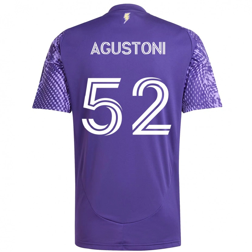 Danxen Bambino Maglia Gonzalo Agustoni #52 Viola Bianco Kit Gara Home 2025/26 Maglietta
