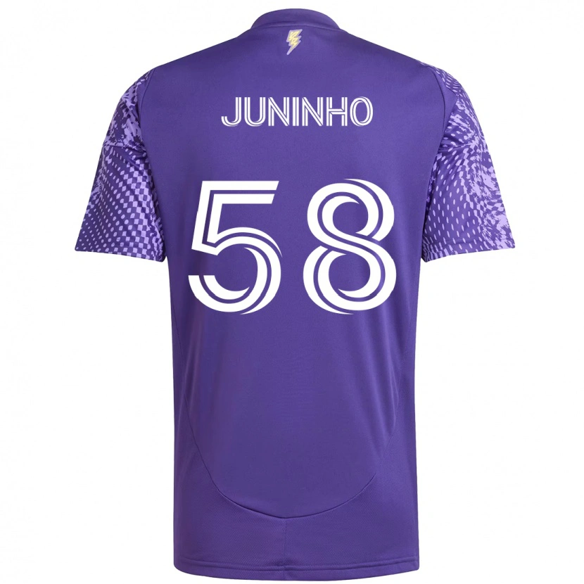Danxen Bambino Maglia Juninho #58 Viola Bianco Kit Gara Home 2025/26 Maglietta
