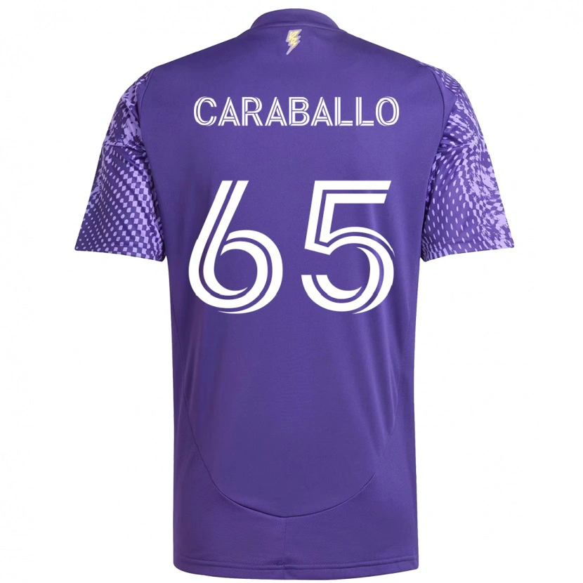 Danxen Bambino Maglia Gustavo Caraballo #65 Viola Bianco Kit Gara Home 2025/26 Maglietta