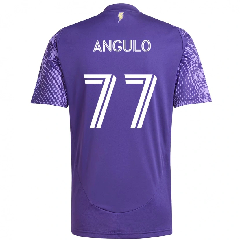 Danxen Bambino Maglia Iván Angulo #77 Viola Bianco Kit Gara Home 2025/26 Maglietta