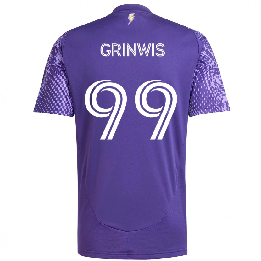 Danxen Bambino Maglia Adam Grinwis #99 Viola Bianco Kit Gara Home 2025/26 Maglietta