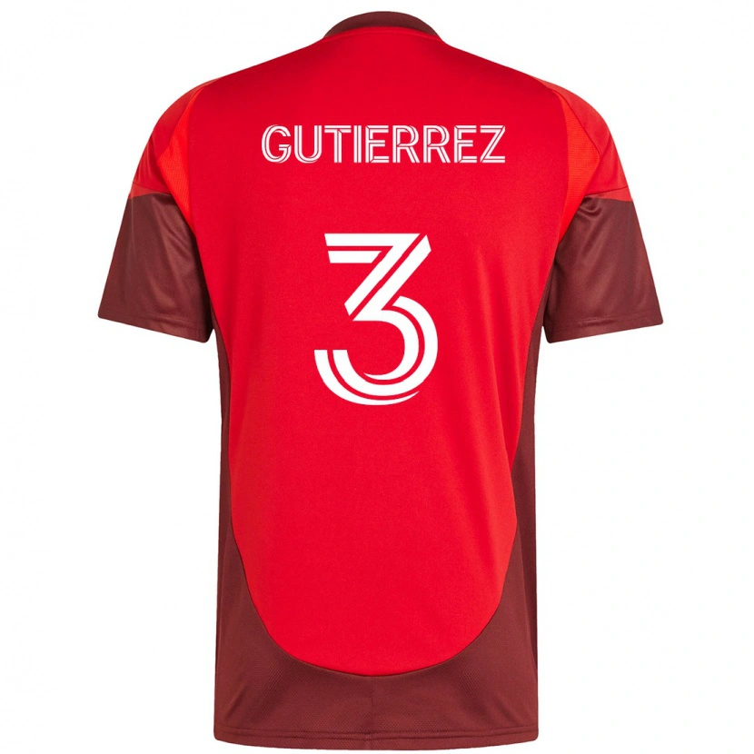 Danxen Bambino Maglia Cristián Gutiérrez #3 Rosso Bianco Kit Gara Home 2025/26 Maglietta