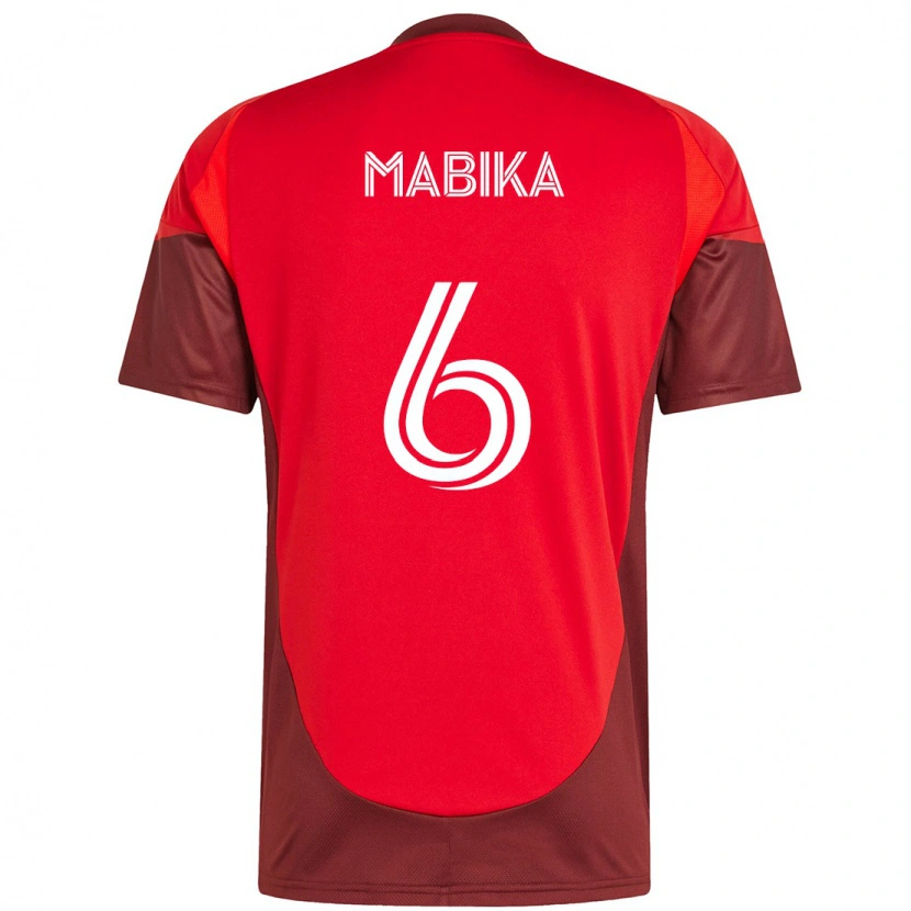 Danxen Bambino Maglia Aimé Mabika #6 Rosso Bianco Kit Gara Home 2025/26 Maglietta