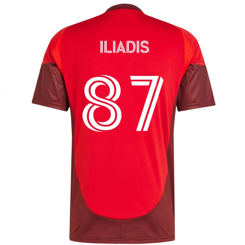 Danxen Bambino Maglia Costa Iliadis #87 Rosso Bianco Kit Gara Home 2025/26 Maglietta
