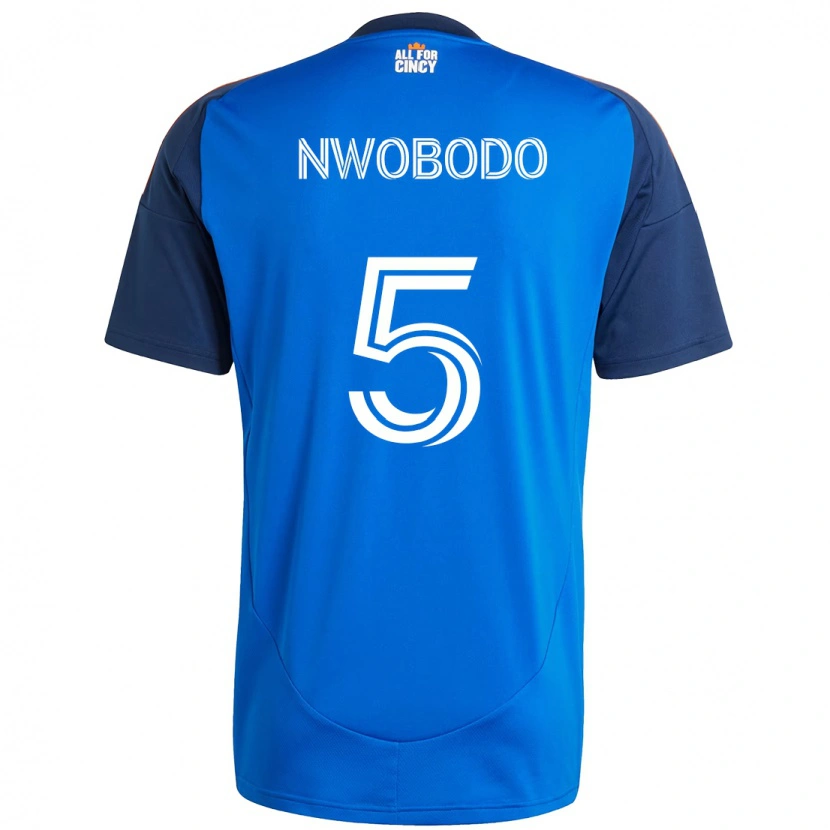 Danxen Bambino Maglia Obinna Nwobodo #5 Blu Scuro Arancione Kit Gara Home 2025/26 Maglietta
