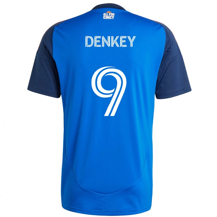 Danxen Bambino Maglia Kévin Denkey #9 Blu Scuro Arancione Kit Gara Home 2025/26 Maglietta