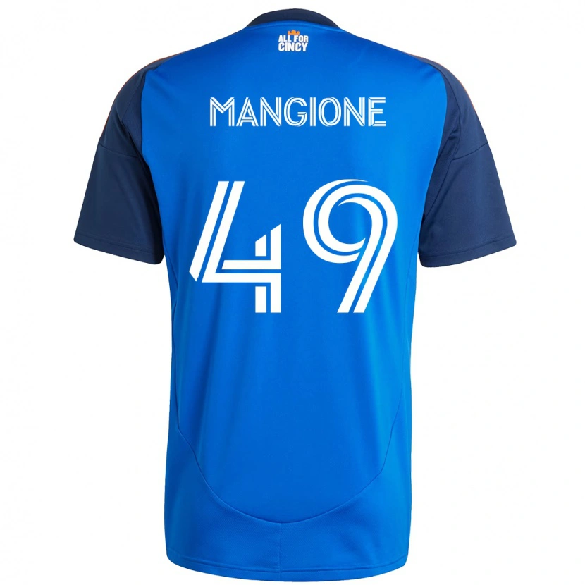 Danxen Bambino Maglia Peter Mangione #49 Blu Scuro Arancione Kit Gara Home 2025/26 Maglietta