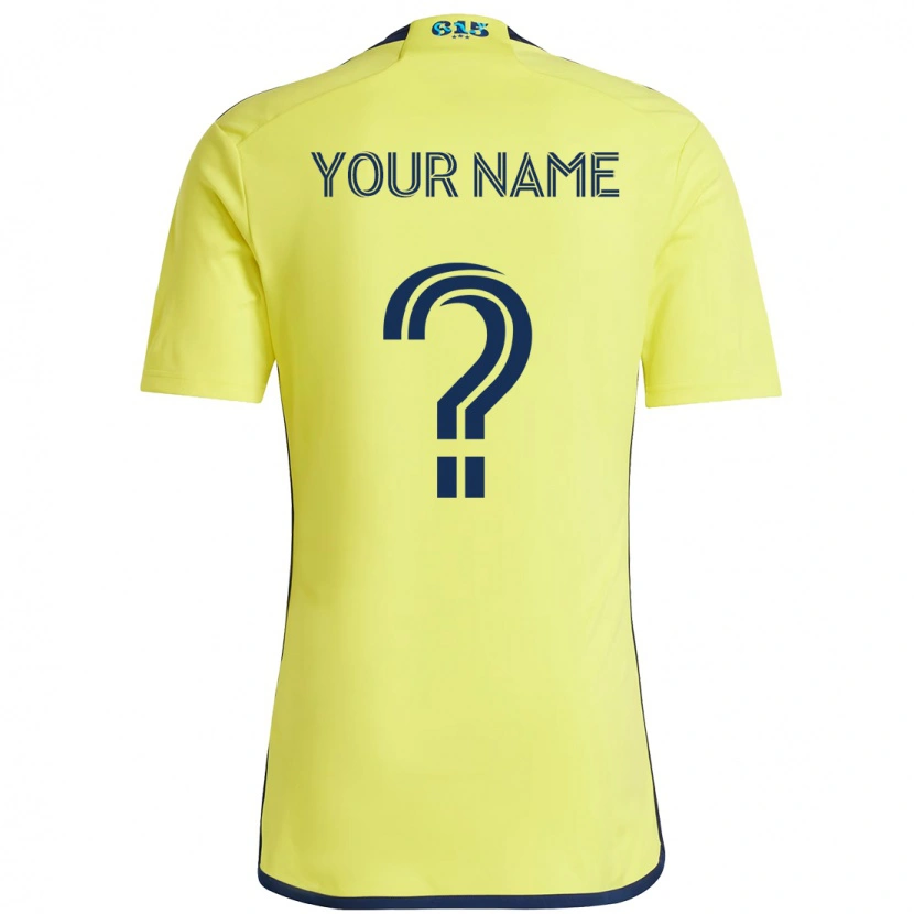 Danxen Bambino Maglia Il Tuo Nome #0 Giallo Blu Navy Kit Gara Home 2025/26 Maglietta