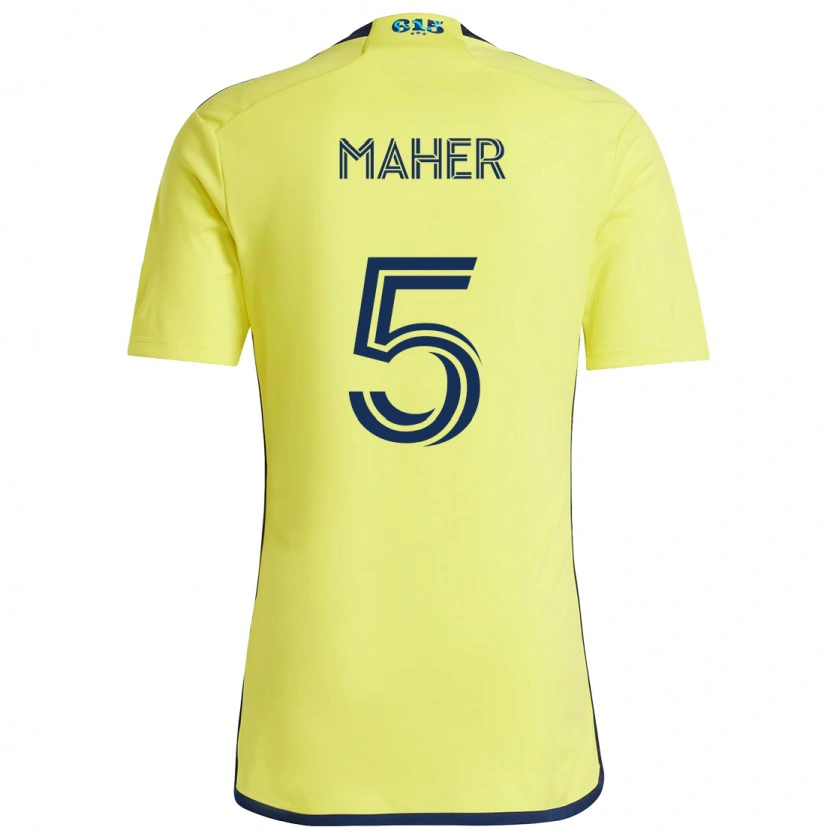 Danxen Bambino Maglia Jack Maher #5 Giallo Blu Navy Kit Gara Home 2025/26 Maglietta