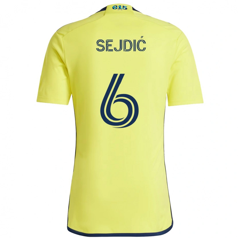 Danxen Bambino Maglia Amar Sejdić #6 Giallo Blu Navy Kit Gara Home 2025/26 Maglietta