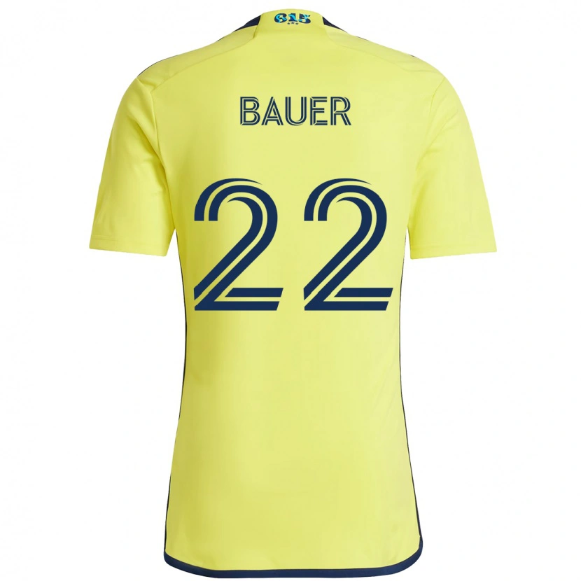 Danxen Bambino Maglia Josh Bauer #22 Giallo Blu Navy Kit Gara Home 2025/26 Maglietta
