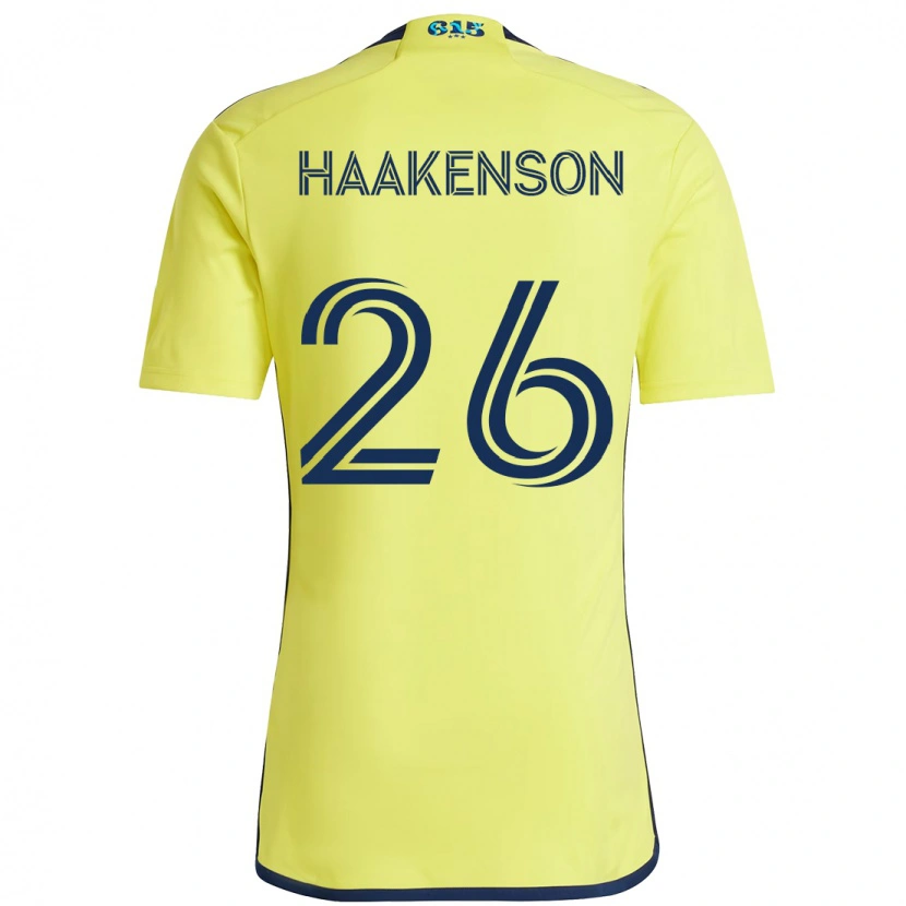 Danxen Bambino Maglia Luke Haakenson #26 Giallo Blu Navy Kit Gara Home 2025/26 Maglietta