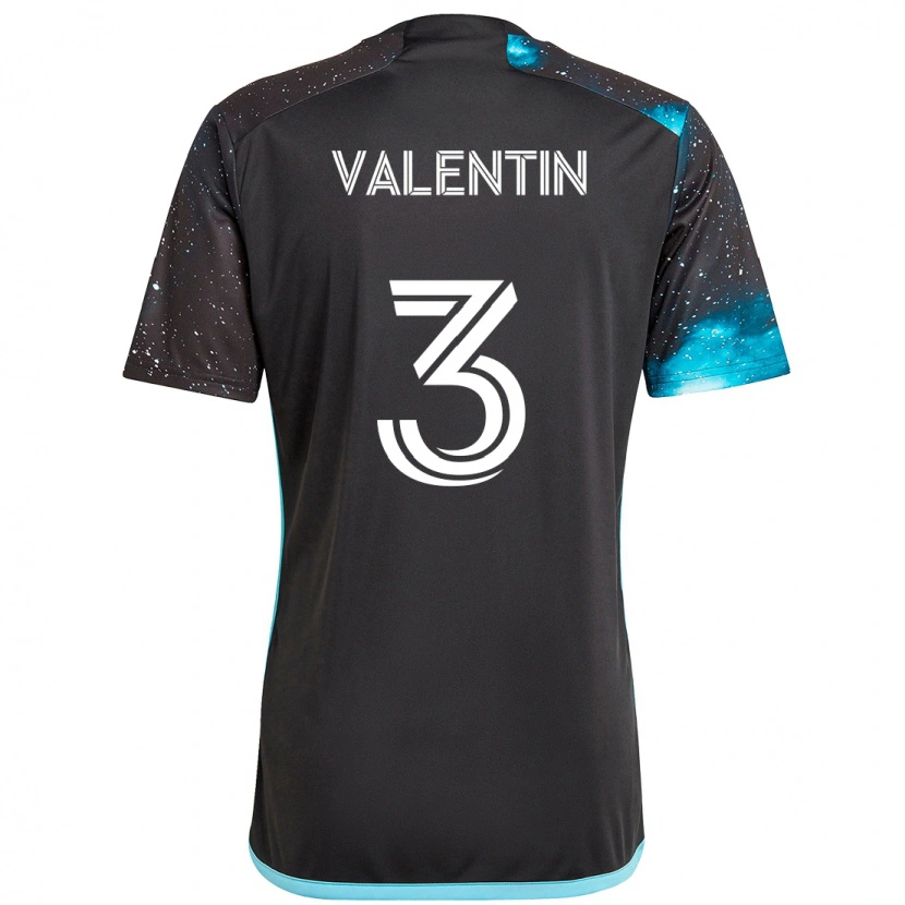 Danxen Bambino Maglia Zarek Valentin #3 Nero Blu Kit Gara Home 2025/26 Maglietta