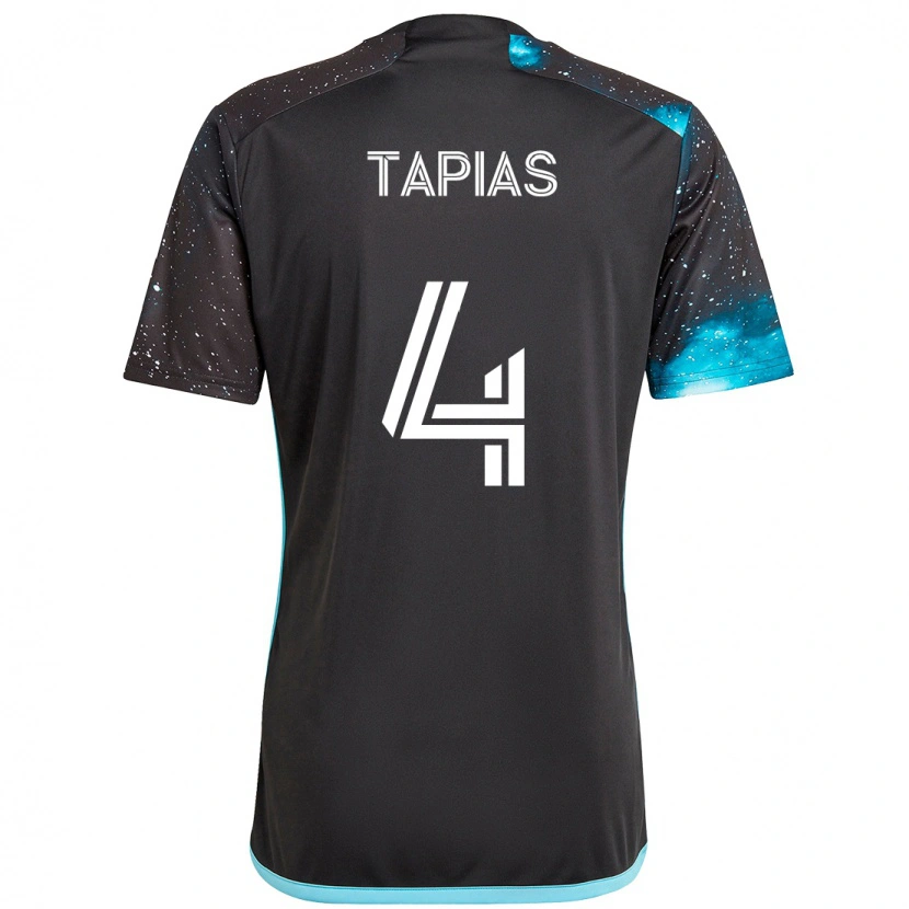 Danxen Bambino Maglia Miguel Tapias #4 Nero Blu Kit Gara Home 2025/26 Maglietta