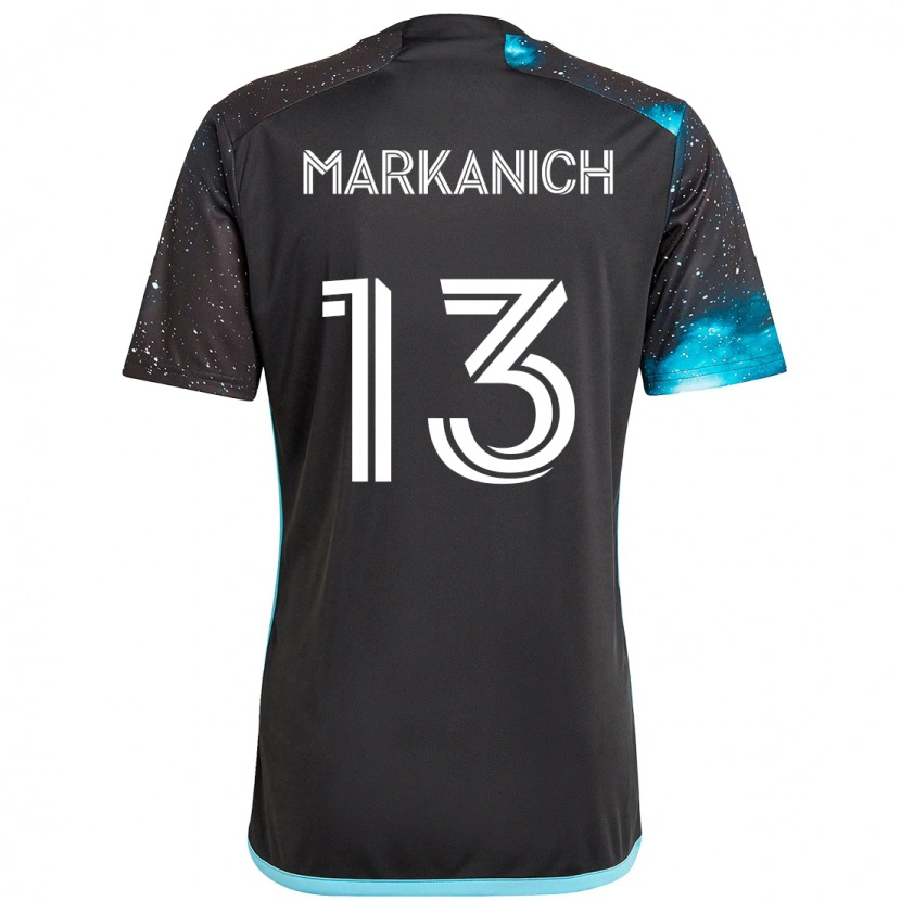 Danxen Bambino Maglia Anthony Markanich Jr. #13 Nero Blu Kit Gara Home 2025/26 Maglietta