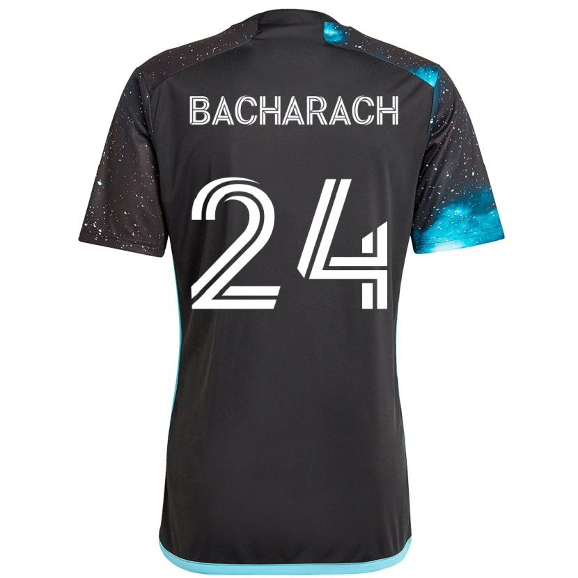 Danxen Bambino Maglia Hugo Bacharach #24 Nero Blu Kit Gara Home 2025/26 Maglietta