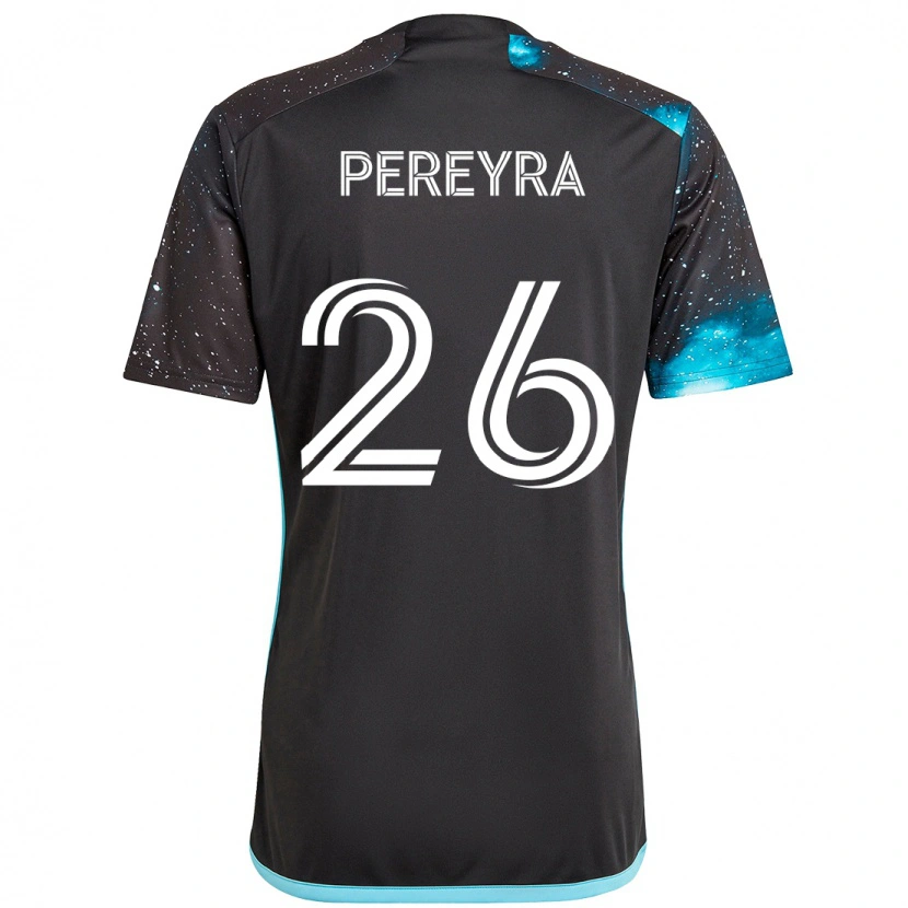 Danxen Bambino Maglia Joaquín Pereyra #26 Nero Blu Kit Gara Home 2025/26 Maglietta