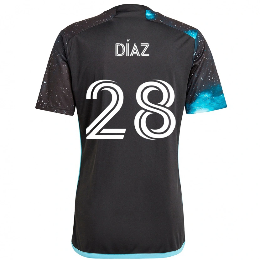 Danxen Bambino Maglia Jefferson Díaz #28 Nero Blu Kit Gara Home 2025/26 Maglietta
