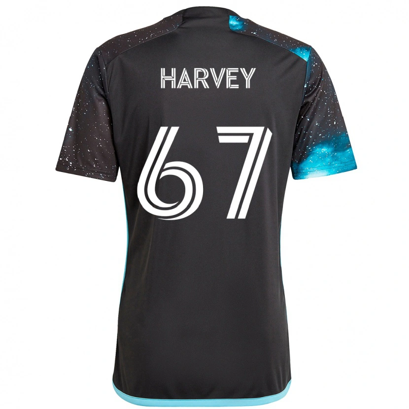 Danxen Bambino Maglia Carlos Harvey #67 Nero Blu Kit Gara Home 2025/26 Maglietta
