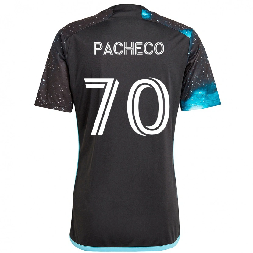 Danxen Bambino Maglia Diogo Pacheco #70 Nero Blu Kit Gara Home 2025/26 Maglietta