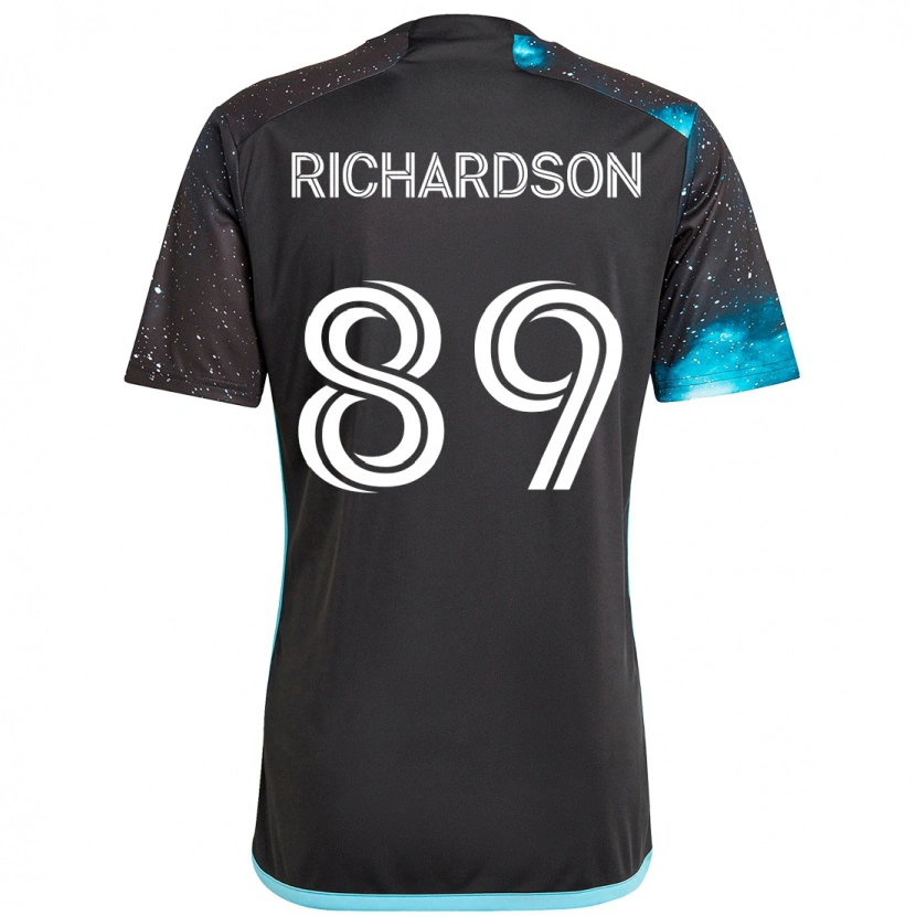 Danxen Bambino Maglia Nick Richardson #89 Nero Blu Kit Gara Home 2025/26 Maglietta