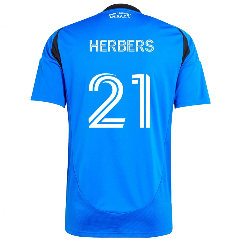 Danxen Bambino Maglia Fabian Herbers #21 Blu Scuro Nero Kit Gara Home 2025/26 Maglietta