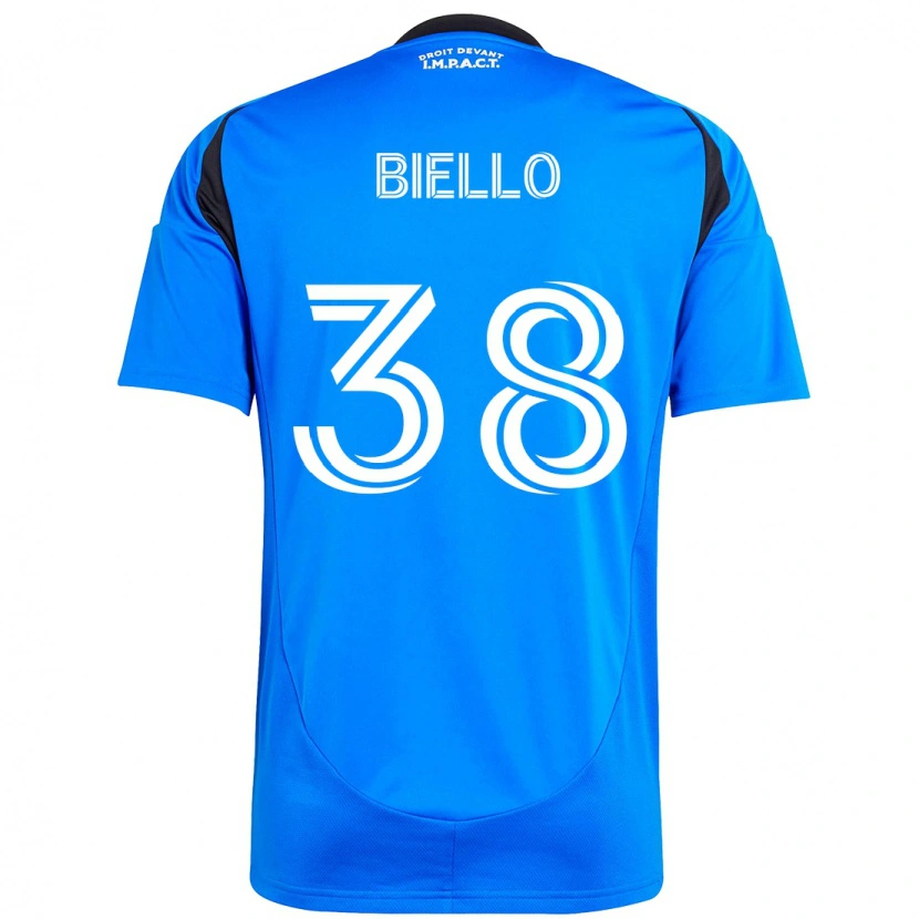 Danxen Bambino Maglia Alessandro Biello #38 Blu Scuro Nero Kit Gara Home 2025/26 Maglietta