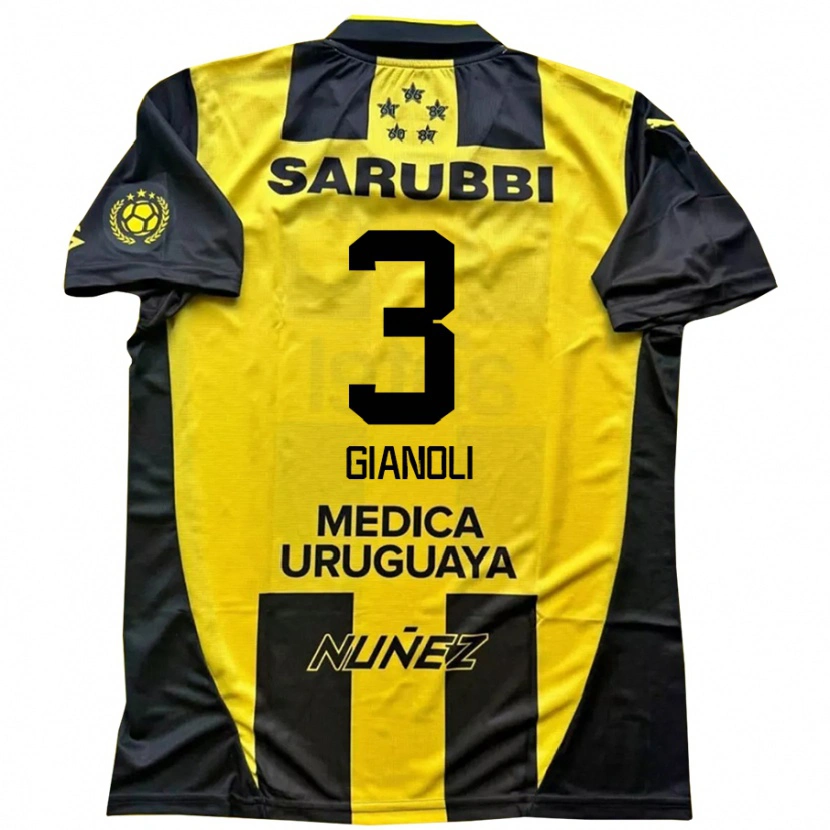Danxen Bambino Maglia Martín Gianoli #3 Giallo Nero Kit Gara Home 2025/26 Maglietta