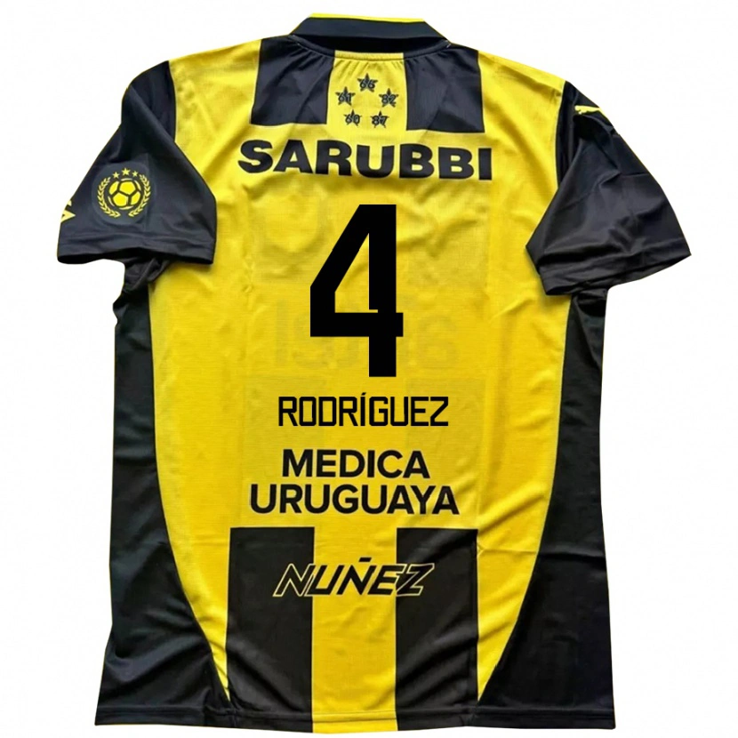 Danxen Bambino Maglia Guzmán Rodríguez #4 Giallo Nero Kit Gara Home 2025/26 Maglietta