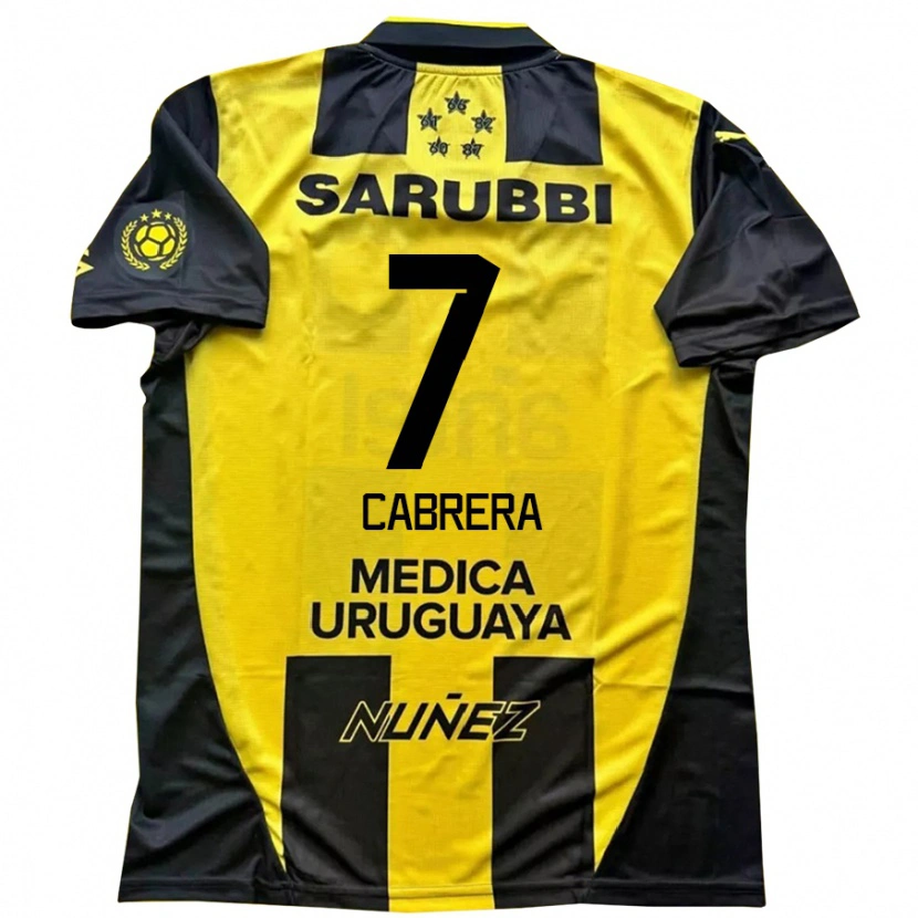 Danxen Bambino Maglia Javier Cabrera #7 Giallo Nero Kit Gara Home 2025/26 Maglietta