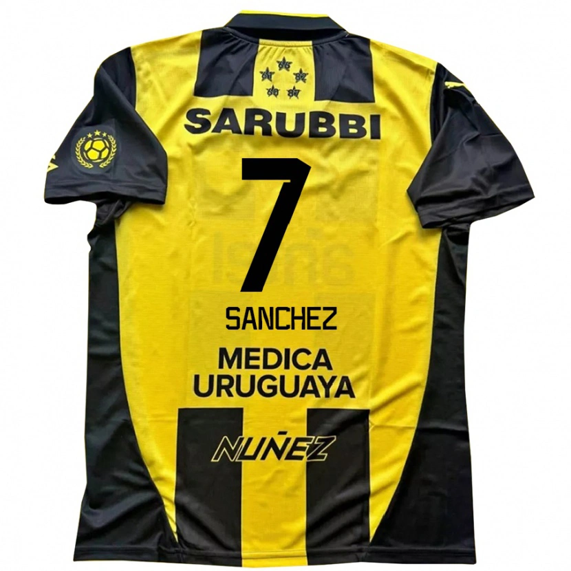 Danxen Bambino Maglia Carlos Sánchez #7 Giallo Nero Kit Gara Home 2025/26 Maglietta