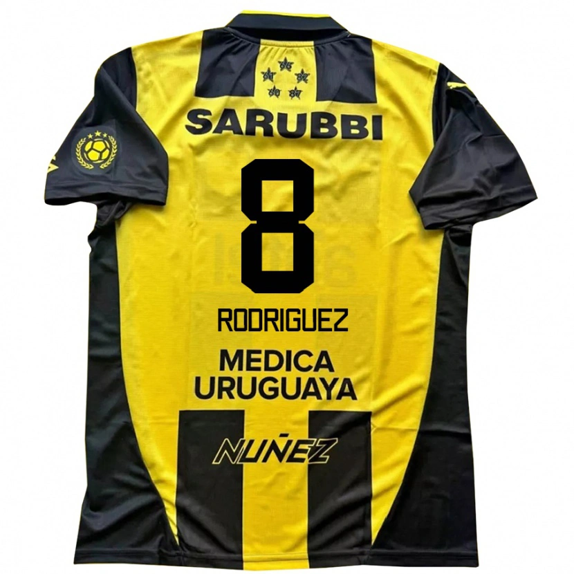 Danxen Bambino Maglia Sebastián Rodríguez #8 Giallo Nero Kit Gara Home 2025/26 Maglietta