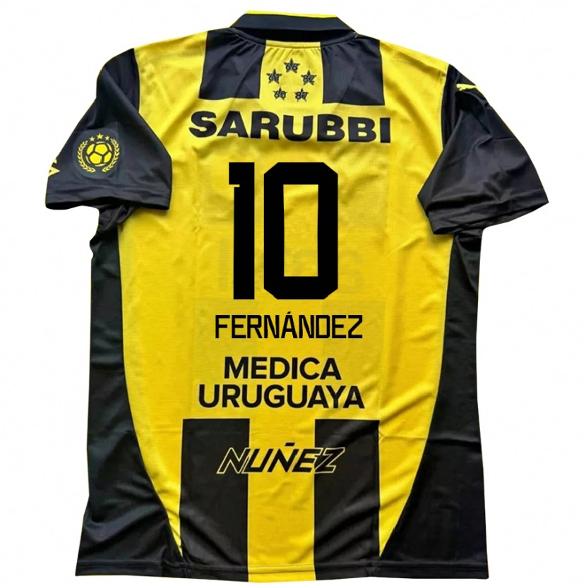 Danxen Bambino Maglia Leonardo Fernández #10 Giallo Nero Kit Gara Home 2025/26 Maglietta