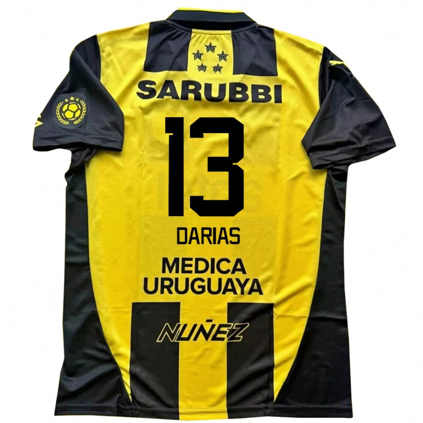 Danxen Bambino Maglia Eduardo Darias #13 Giallo Nero Kit Gara Home 2025/26 Maglietta