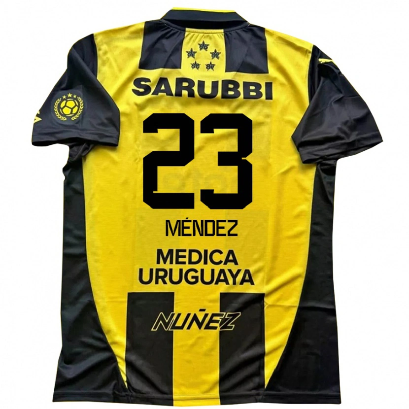 Danxen Bambino Maglia Javier Méndez #23 Giallo Nero Kit Gara Home 2025/26 Maglietta
