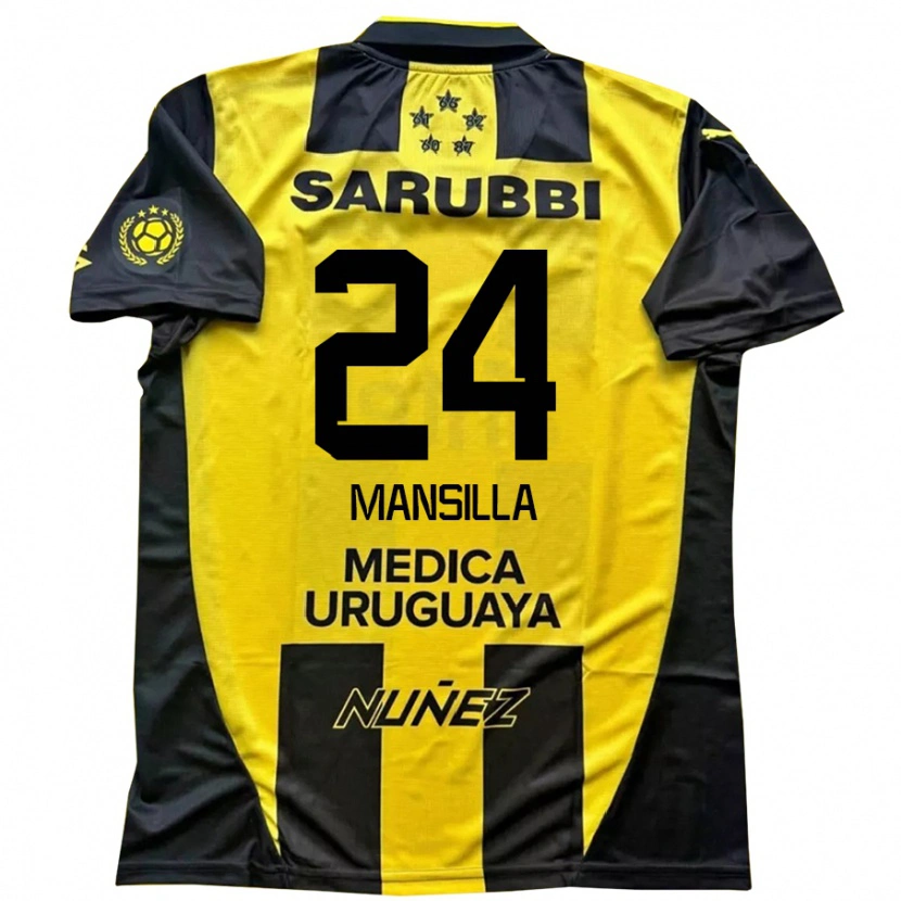 Danxen Bambino Maglia Brian Mansilla #24 Giallo Nero Kit Gara Home 2025/26 Maglietta