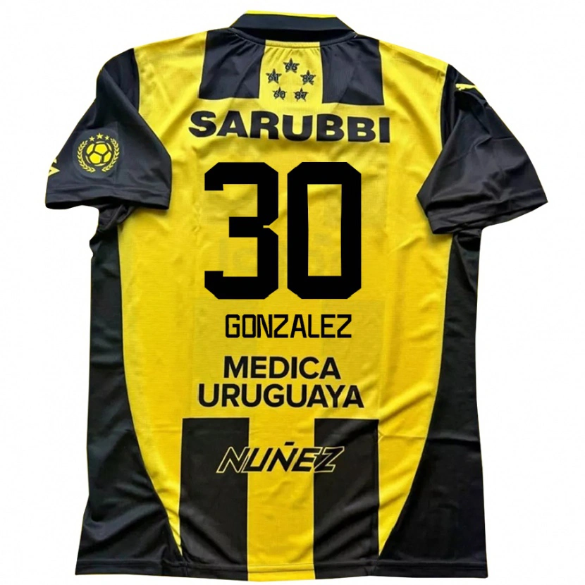 Danxen Bambino Maglia Ángel González #30 Giallo Nero Kit Gara Home 2025/26 Maglietta
