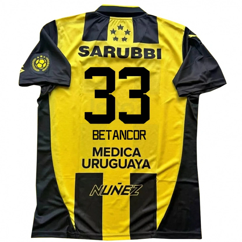 Danxen Bambino Maglia Bruno Betancor #33 Giallo Nero Kit Gara Home 2025/26 Maglietta