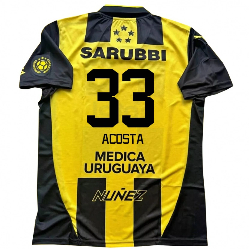 Danxen Bambino Maglia Nahuel Acosta #33 Giallo Nero Kit Gara Home 2025/26 Maglietta