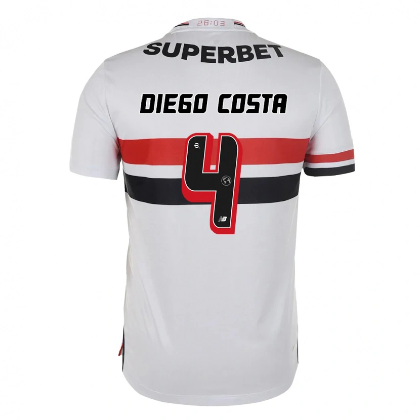 Danxen Bambino Maglia Diego Costa #4 Rosso Nero Bianco Kit Gara Home 2025/26 Maglietta