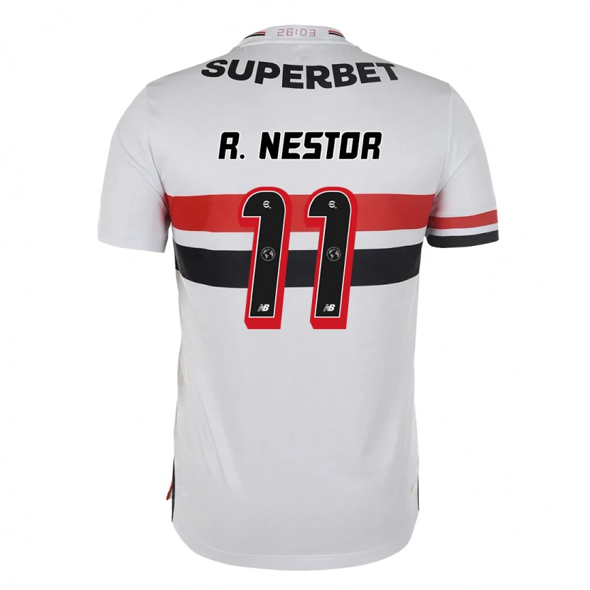 Danxen Bambino Maglia Rodrigo Nestor #11 Rosso Nero Bianco Kit Gara Home 2025/26 Maglietta