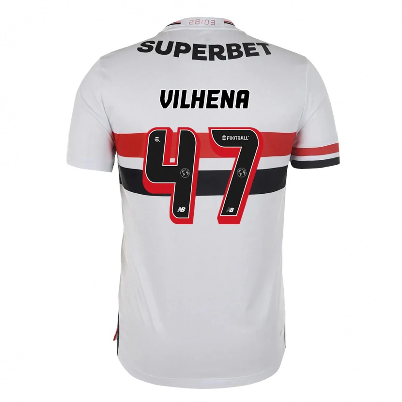 Danxen Bambino Maglia Pedro Vilhena #47 Rosso Nero Bianco Kit Gara Home 2025/26 Maglietta