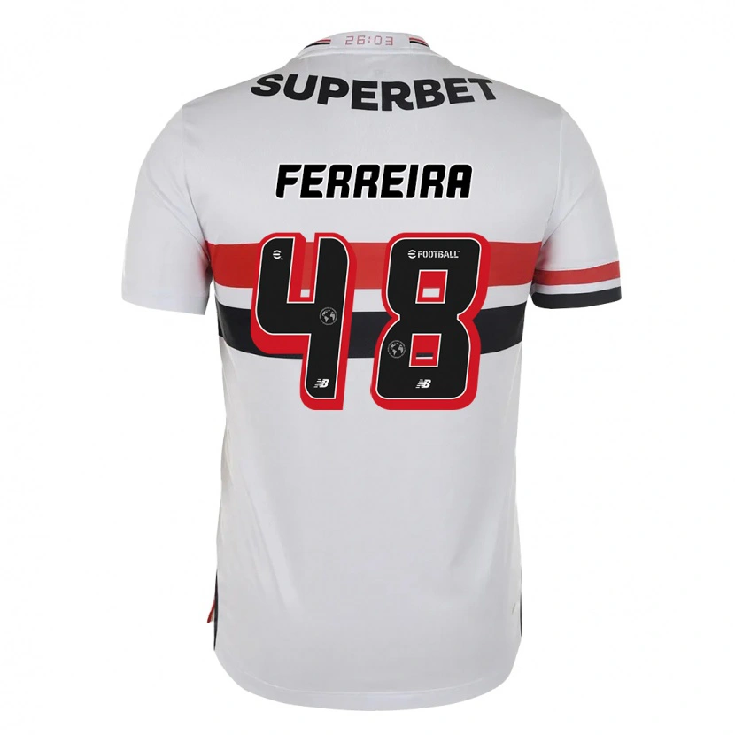 Danxen Bambino Maglia Lucas Ferreira #48 Rosso Nero Bianco Kit Gara Home 2025/26 Maglietta