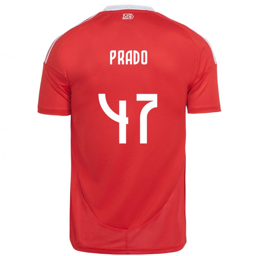 Danxen Bambino Maglia Gustavo Prado #47 Rosso Bianco Kit Gara Home 2025/26 Maglietta