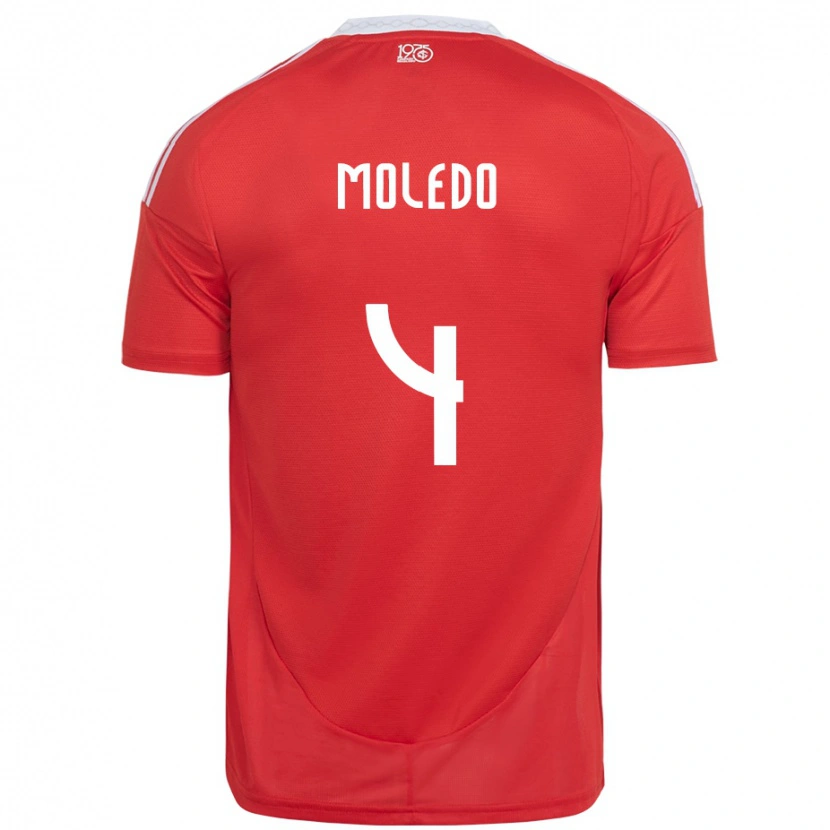 Danxen Bambino Maglia Rodrigo Moledo #4 Rosso Bianco Kit Gara Home 2025/26 Maglietta