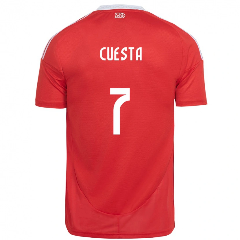 Danxen Bambino Maglia Juan Manuel Cuesta #7 Rosso Bianco Kit Gara Home 2025/26 Maglietta