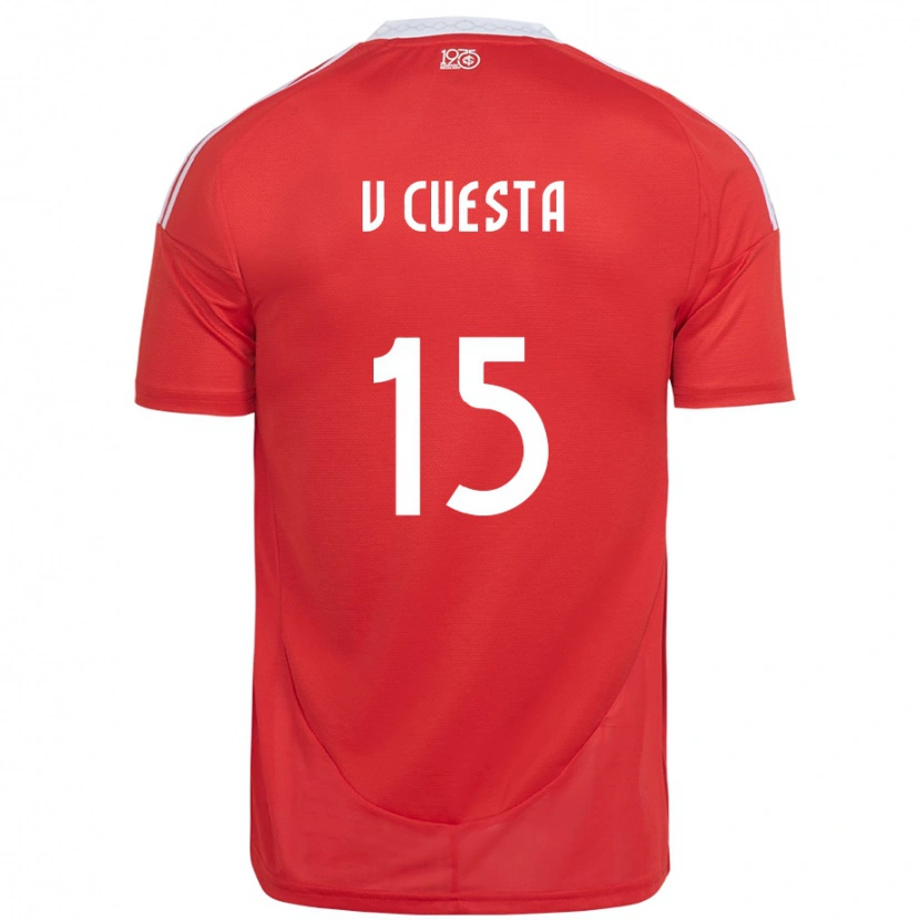 Danxen Bambino Maglia Victor Cuesta #15 Rosso Bianco Kit Gara Home 2025/26 Maglietta